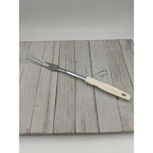 Vintage Koco Chrome Solid Meat Utility Fork Almond Handle 12 1/4"